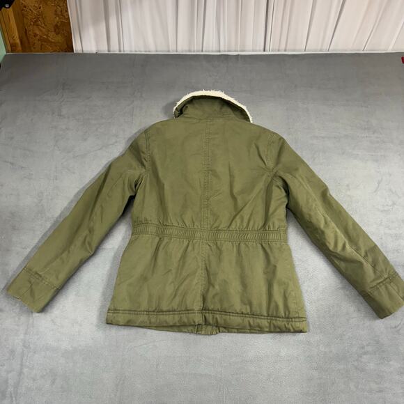 Old Navy‎ Womens Quilted Plaid Lining Sherpa Collar, Military Style Jacket LARGE - Picture 6 of 9